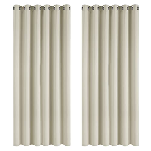 Deconovo Verdunkelungsvorhang Scheibengardine mit Kälteschutz Halbvorhänge Esszimmer, 274x229 cm(HöhexBreite), Hellbeige, 2er Set von Deconovo