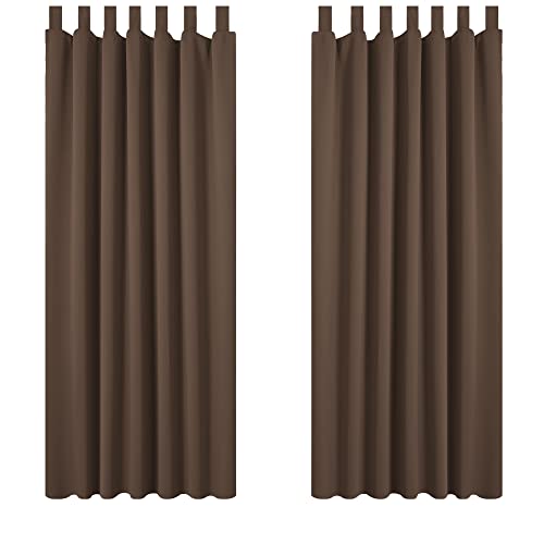 Deconovo Verdunkelungsvorhang Schlaufen Gardinen Schlafzimmer Vorhang Blickdicht Hitzeschutz, 175x140 cm(HöhexBreite), Braun, 2er Set von Deconovo