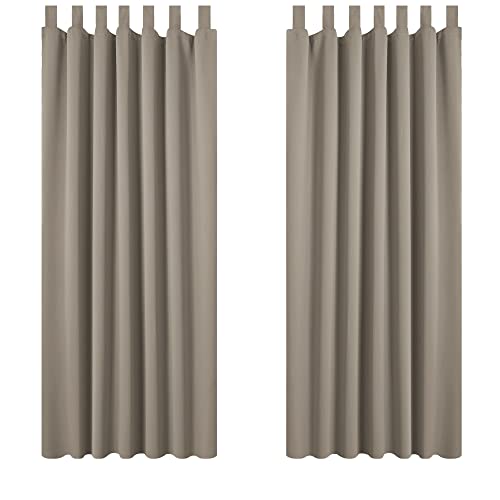 Deconovo Verdunkelungsvorhang Schlaufen Gardinen Wohnzimmer Vorhang Blickdicht Winter, 175x140 cm(HöhexBreite), Taupe, 2er Set von Deconovo