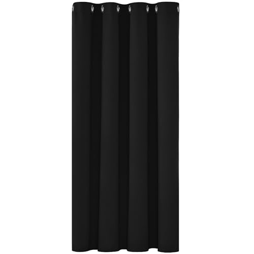 Deconovo Verdunkelungsvorhang mit Ösen Gardinen Schlafzimmer Ösenvorhang Blickdicht Dicke Thermogardine Kälteschutz warm Hitzeschutz, 138x132 cm(HöhexBreite), Schwarz, 1 Stück von Deconovo