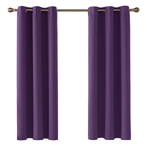 Deconovo Verdunkelungsvorhang mit Ösen Thermogardinen, 160x107cm(HöhexBreite), Dunkelviolett, 2er Set von Deconovo