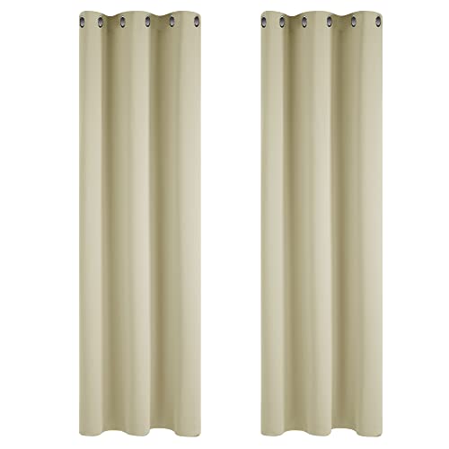 Deconovo Verdunklungsgardinen Kälteschutz Vorhang Wohnzimmer, 214x107cm(HöhexBreite), Beige, 2er Set von Deconovo