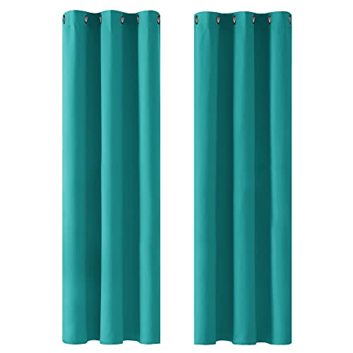 Deconovo Verdunkelungsvorhang Kälteschutz Gardinen Schlafzimmer Kälteschutzvorhang Blickdicht, 214x107cm(HöhexBreite), Türkis, 2er Set von Deconovo