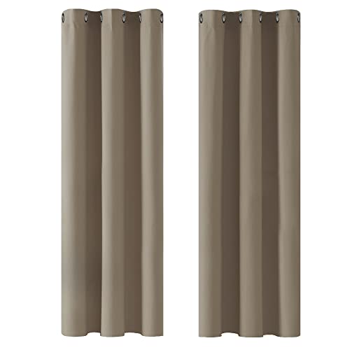 Deconovo Blickdicht Gardinen mit Ösen für Schlafzimmer Thermogardinen Vorhang Blickdicht, 183x107cm(HöhexBreite), Taupe, 2er Set von Deconovo