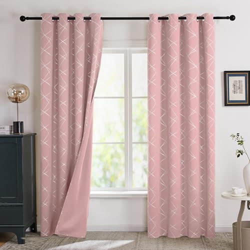 Deconovo Verdunklungsvorhänge Gardinen Blickdicht Vorhänge mit Ösen Wohnzimmer Vorhang Schlafzimmer Thermogardinen Wärmeisolierend Kälteschutz, 260x140 cm(HöhexBreite), Korallenrose, 2er Set von Deconovo