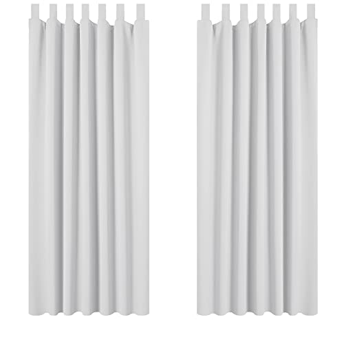 Deconovo Vorhang Verdunkelung Thermo Vorhänge Lärmschutz mit Schlaufen Vorhänge Fenstervorhang, 210x140 cm(HöhexBreite), Silber Grau, 2er Set von Deconovo