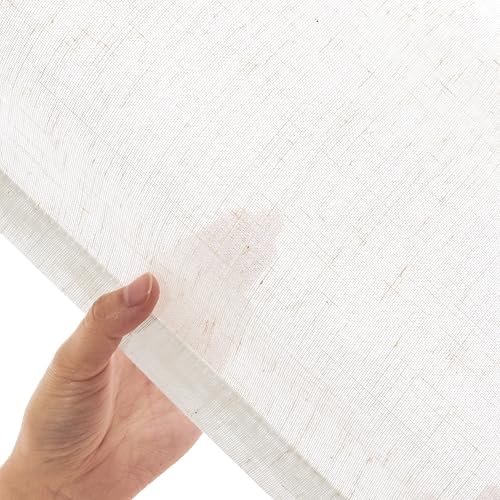 Deconovo Leinen Gardinen mit Kräuselband 2er Set H225x B140 cm Weiß Stores Vorhänge für Schienensystem Sheer Curtains von Deconovo