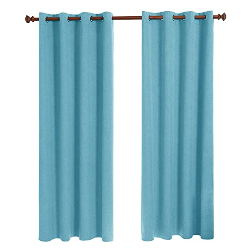 Deconovo Vollverdunklungsvorhänge Leinenoptik Gardinen 100% Blickdicht Wohnzimmer Thermovorhang mit Ösen Blau 290x140 cm 2er Set von Deconovo