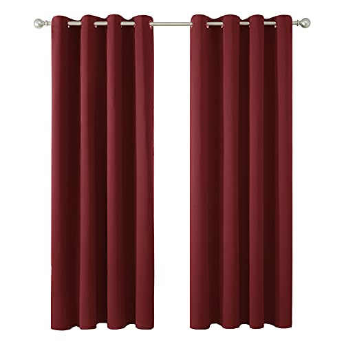 Deconovo Vorhänge mit Ösen, Wärmeisoliert, Geräuschreduzierend, Verdunkelungsvorhänge für Wohnzimmer, 214x117 cm(HöhexBreite) cm, Rot, 2er Set von Deconovo