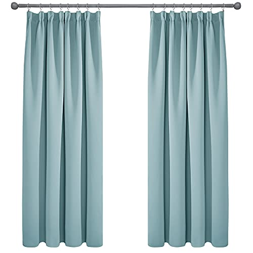 Deconovo Vorhang Blickdicht Kräuselband Gardinen Kinderzimmer Thermogardine Kälteschutz, 183x132cm(HöhexBreite), Himmelblau, 2er Set von Deconovo