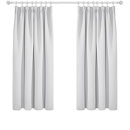 Deconovo Vorhänge Vorhang Blickdicht Kräuselband Verdunkelung Gardine Kälteschutz Kinderzimmer, 138x117 cm(HöhexBreite), Silber Grau, 2er Set von Deconovo