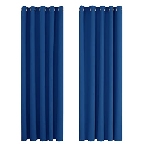 Deconovo Vorhang Blickdicht Ösen Gardinen Kinderzimmer Thermogardine Kälteschutz Ösen, 229x168 cm(HöhexBreite), Königsblau, 2er Set von Deconovo