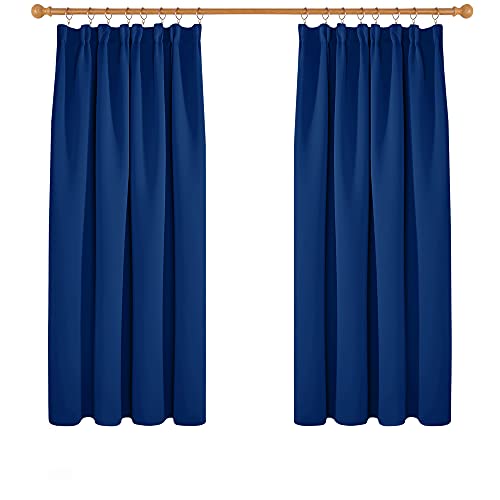 Deconovo Vorhang Blickdicht Thermogardine Kälteschutz Kräuselband Gardinen, 138x168cm(HöhexBreite), Königsblau, 2er Set von Deconovo