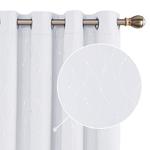 Deconovo Vorhang Blickdicht Thermovorhang Kälteschutz mit Ösen, 160x132 cm(HöhexBreite), Grau, Weiß, 2er Set von Deconovo