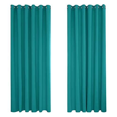 Deconovo Vorhang Blickdicht Verdunkelungsvorhang Kälteschutzvorhang Blickdicht, 229x229 cm(HöhexBreite), Türkis, 2er Set von Deconovo