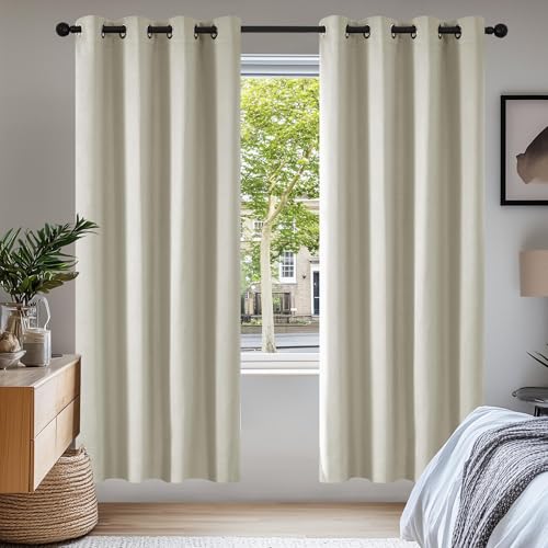 Deconovo Vorhang Blickdicht Verdunkelungsvorhang Ösenvorhang Gardinen gegen Kälte Vorhänge Wohnzimmer, 175x140cm(HöhexBreite) cm, Creme, 2er Set Deconovo Vorhang Blickdicht Verdunkelungsvorhang Ösenvorhang Gardinen gegen Kälte Vorhänge Wohnzimmer, 175x140cm(HöhexBreite) cm, Creme, 2er Set von Deconovo