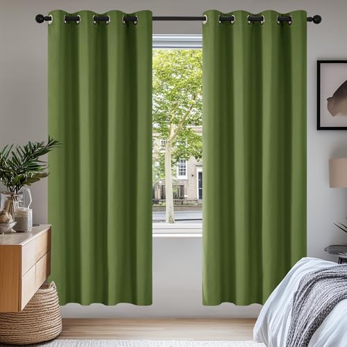 Deconovo Vorhang Blickdicht mit Kälteschutz Gardinen Kinderzimmer Verdunkelungsvorhang Kälteschutz, 220x140 cm(HöhexBreite), Apfelgrün, 2er Set von Deconovo