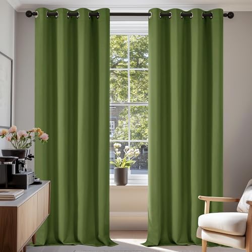 Deconovo Vorhang Blickdicht mit Ösen Gardinen Kinderzimmer, 245x140 cm(HöhexBreite), Apfelgrün, 2er Set von Deconovo