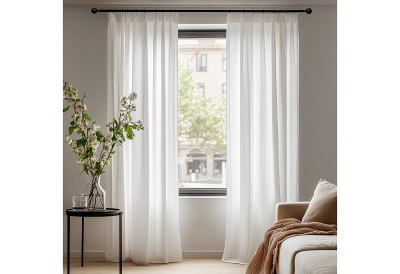 Deconovo Vorhang Halbtransparent Gardinen mit Kräuselband Voile Vorhänge für Wohnzimmer, Lichtfilterung von Deconovo