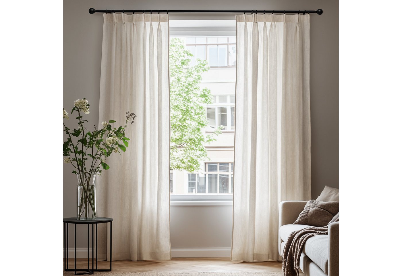 Deconovo Vorhang Halbtransparent Gardinen mit Kräuselband Voile Vorhänge für Wohnzimmer, Lichtfilterung von Deconovo