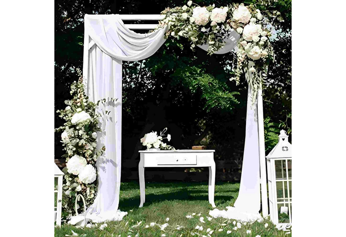 Deconovo Vorhang Querbehang Transparente Gardinen Traubogen Hochzeit Weiß, Dekoschals Traubogen Wohnzimmer Deconovo Vorhang Querbehang Transparente Gardinen Traubogen Hochzeit Weiß, Dekoschals Traubogen Wohnzimmer von Deconovo