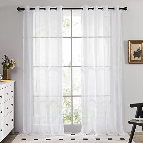 Deconovo Vorhang Transparent Gardinen Transparent Ösenvorhang 90x140 cm Weiß 2er Set von Deconovo