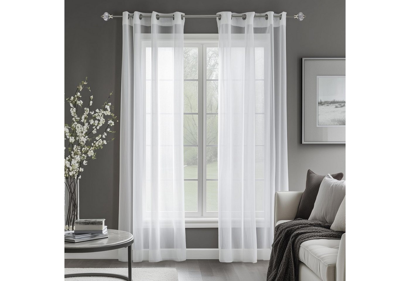 Deconovo Vorhang Transparent Gardinen Wohnzimmer Voile Vorhang Ösenvorhang 2er Set, Lichtfilterung Deconovo Vorhang Transparent Gardinen Wohnzimmer Voile Vorhang Ösenvorhang 2er Set, Lichtfilterung von Deconovo