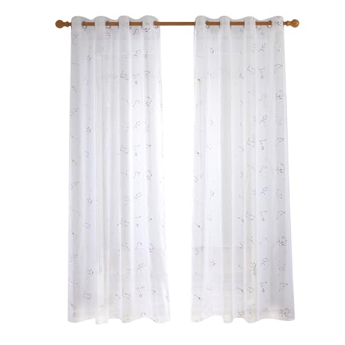 Deconovo Vorhang Transparent Stores Gardinen mit Ösen Gardinenschal Luftig Vorhänge Wohnzimmer Modern Dekoschal Schlafzimmer Balkon Lichtdurchlässige, 240x140 cm, Weiß, 2er Set von Deconovo