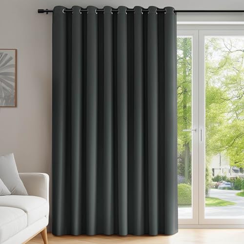 Deconovo Vorhang Verdunkelung Blickdicht Gardinen mit Ösen Vorhänge Wohnzimmer Verdunklungsvorhänge Lärmschutz Thermogardine Schlafzimmer Kälteschutz, 290x254 cm(HöhexBreite), Dunkelgrau, 1 Stück von Deconovo