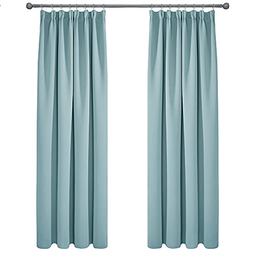 Deconovo Vorhang Verdunkelung Kräuselband Gardinen Wohnzimmer Thermogardine Kräuselband, 229x168cm(HöhexBreite), Himmelblau, 2er Set von Deconovo