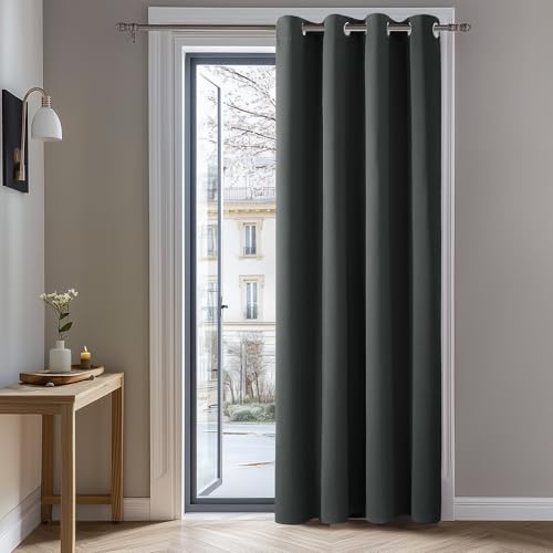 Deconovo Vorhang Verdunkelung Ösen Gardinen Schlafzimmer Thermogardine Ösen Dicke Thermogardine Kälteschutz warm Hitzeschutz, 242x132 cm(HöhexBreite), Dunkelgrau, 1 Stück von Deconovo