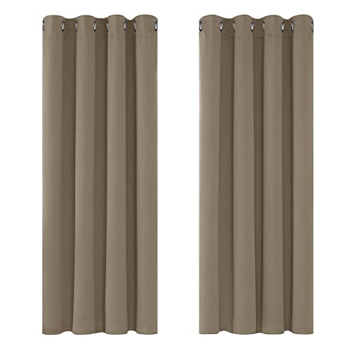 Deconovo Vorhang Verdunkelung Kälteschutz Gardinen Wohnzimmer Gardinen Blickdicht, 138x117cm(HöhexBreite), Taupe, 2er Set von Deconovo