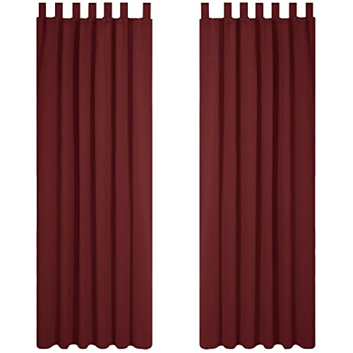 Deconovo Vorhang Verdunkelung Thermo Vorhänge Lärmschutz mit Schlaufen, 220x140 cm(HöhexBreite), Rot, 2er Set von Deconovo