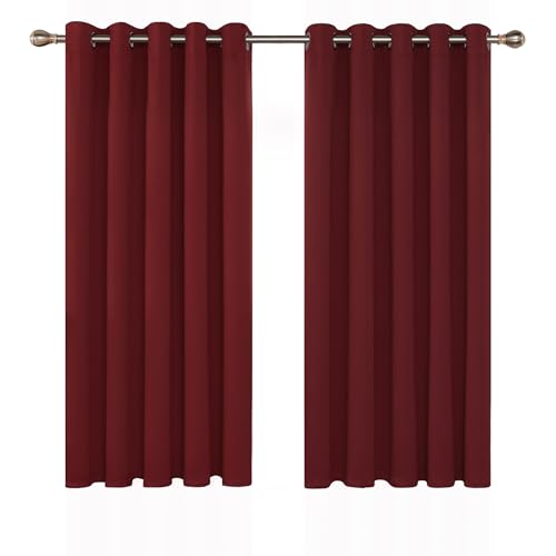 Deconovo Vorhang Verdunkelung Verdunkelungsvorhang Kälteschutz Gardinen Wohnzimmer Fensterdeko, 138x168 cm(HöhexBreite), Rot, 2er Set von Deconovo