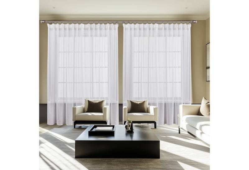 Deconovo Vorhang Voile Gardinen Ösenschal Transparent Ösenvorhang Wohnzimmer 4er Set, Vorhänge mit silbernen Wellenmustern Deconovo Vorhang Voile Gardinen Ösenschal Transparent Ösenvorhang Wohnzimmer 4er Set, Vorhänge mit silbernen Wellenmustern von Deconovo