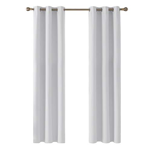 Deconovo Blickdichte Gardinen Verdunkelungsvorhänge mit Ösen Dicke Thermovorhang Kälteschut Hitzeschutz, 183x107 cm(HöhexBreite), Silber Grau, 2er Set von Deconovo