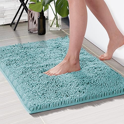 Deconovo Badematte rutschfest Wasserabsorbierende Badteppich Flauschige Badezimmerteppiche Absorbierend Badvorleger Duschteppich Bathroom Mat Badematten & Badteppiche, 50x80 cm, Türkis, 1 Stück von Deconovo