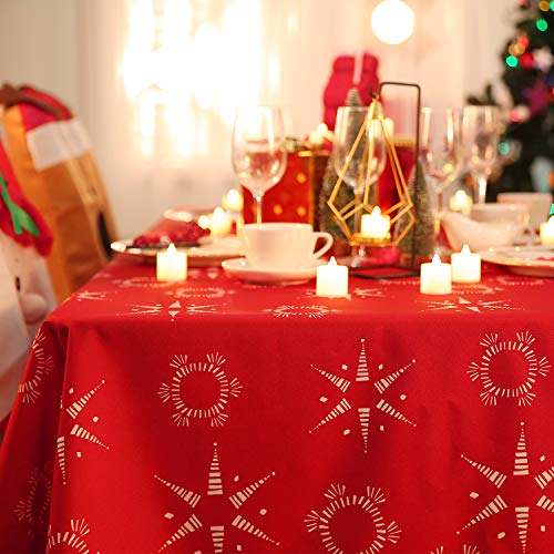 Deconovo Weihnachtstischdecke Tischdecke Wasserabweisend Lotuseffekt Weihnachten Tischtuch, 132x178 cm, Sterne, 1 Stück von Deconovo