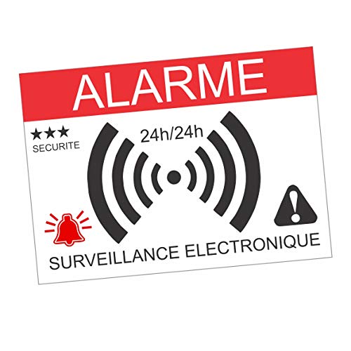 Aufkleber Alarm zum Abschrecken, Aufschrift in französischer Sprache: Surveillance électronique, 24 Stück Aufkleber Alarm zum Abschrecken, Aufschrift in französischer Sprache: Surveillance électronique, 24 Stück von Decooo.be