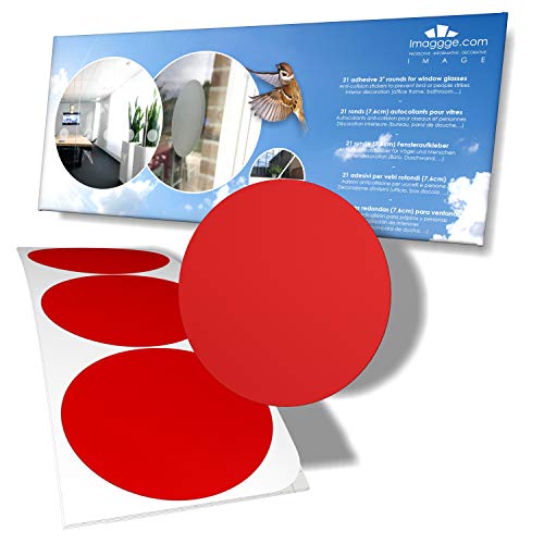 Decooo.be Aufkleber Fenstersticker - Antikollisions Runde - Selbstklebend - 21 Runde - 76mm - Farbe : Rot von Decooo.be