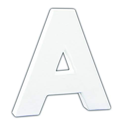 Décopatch AC730C Buchstabe "A" klein aus Pappmaché, 1,5 x 10,5 x 12 cm, zum Verzieren, perfekt für Ihre Wohndeko, weiß von Decopatch