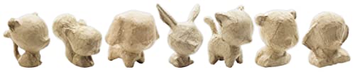Décopatch APXSZ01C - Kreativset mit 8 Minitieren aus Pappmachee zum Personalisieren (Vögel, Eichhörnchen, Hund; Kaninchen, Katze x2, Bär, Elefant), 1 Set von Décopatch