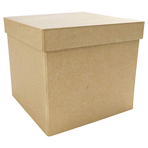 Décopatch BT039O Box quadratisch aus Pappmaché, 16 x 16 x 14 cm, zum Verzieren, perfekt für Ihre Wohndeko, Kartonbraun von Décopatch