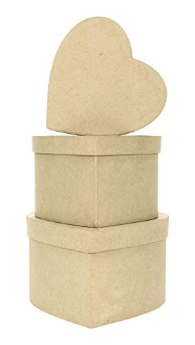 Decopatch BTS903O 3 Boxen in Herzenform S aus Pappmaché, zum Verzieren, perfekt für Ihre Wohndeko, Kartonbraun, 3er Pack Decopatch BTS903O 3 Boxen in Herzenform S aus Pappmaché, zum Verzieren, perfekt für Ihre Wohndeko, Kartonbraun, 3er Pack von Décopatch