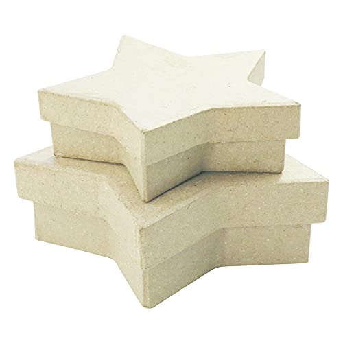 Decopatch Décopatch BTS909C 2 Schachtel in Sternenform flach aus Pappmaché, zum Verzieren, perfekt für Ihre Wohndeko, Kartonbraun, 2er Pack von Décopatch