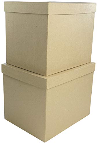 Décopatch BTS911C Packung mit 2 Boxen (zum Verzieren und Personalisieren, rechteckig, 25 x 20 x 20 cm und 23,5 x 18,5 x 19,5 cm) 2er Pack kartonbraun von Décopatch