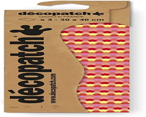 Décopatch C882C - Packung mit 3 Blatt Décopatch-Papier gleichen Musters, 30x40cm, Nr. 882, praktisch und einfach zum Verwenden, ideal für Ihre Pappmachés und Bastelprojekte, 1 Pack von Décopatch