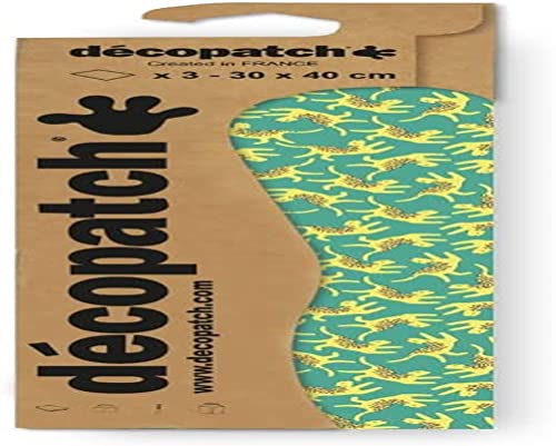 Décopatch C885C - Packung mit 3 Blatt Décopatch-Papier gleichen Musters, 30x40cm, Nr. 885, praktisch und einfach zum Verwenden, ideal für Ihre Pappmachés und Bastelprojekte, 1 Pack von Decopatch