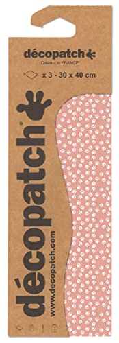 Décopatch C886C - Packung mit 3 Blatt Décopatch-Papier gleichen Musters, 30x40cm, Nr. 886, praktisch und einfach zum Verwenden, ideal für Ihre Pappmachés und Bastelprojekte, 1 Pack von décopatch