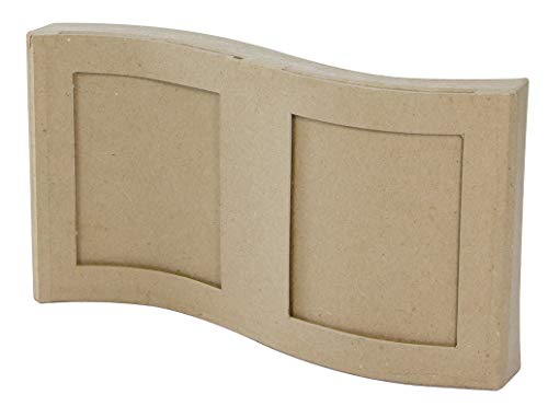 Décopatch CD021O Doppelrahmen in Wellenform (aus Pappmaché zum Verzieren und Personalisieren, 21 x 13,5 cm, ideal für Ihre Bilder 8,5 x 12 cm) 1 Stück kartonbraun von décopatch